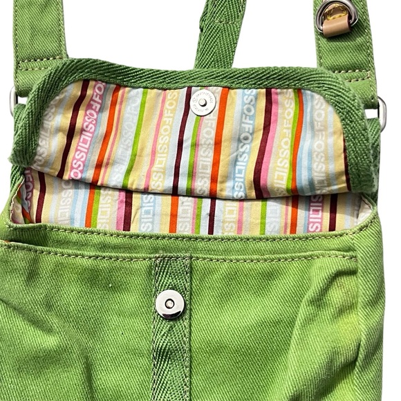 Fossil Lime Green Canvas Crossbody Bag Adjustable Strap - Picture 3 of 7